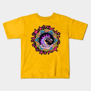 Pink Star Dragon Flower of Life Sacred Geometry Graphic Kids T-Shirt